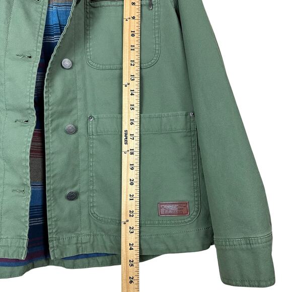 L.L.Bean Women’s Army Green Utility Denim Jacket Cargo Pocket Field Coat M - Picture 7 of 9